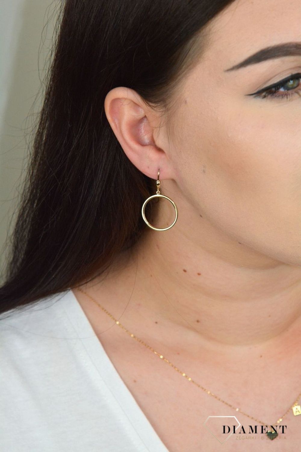 Złote kolczyki wiszące kółka KL 9521.jpg